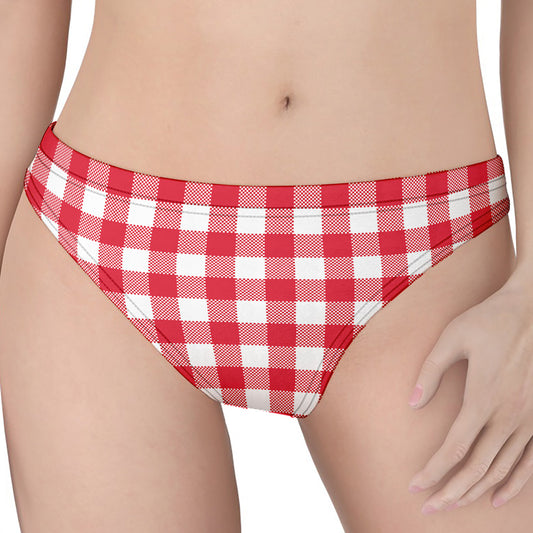 Raspberry Red And White Gingham Print Women's Thong