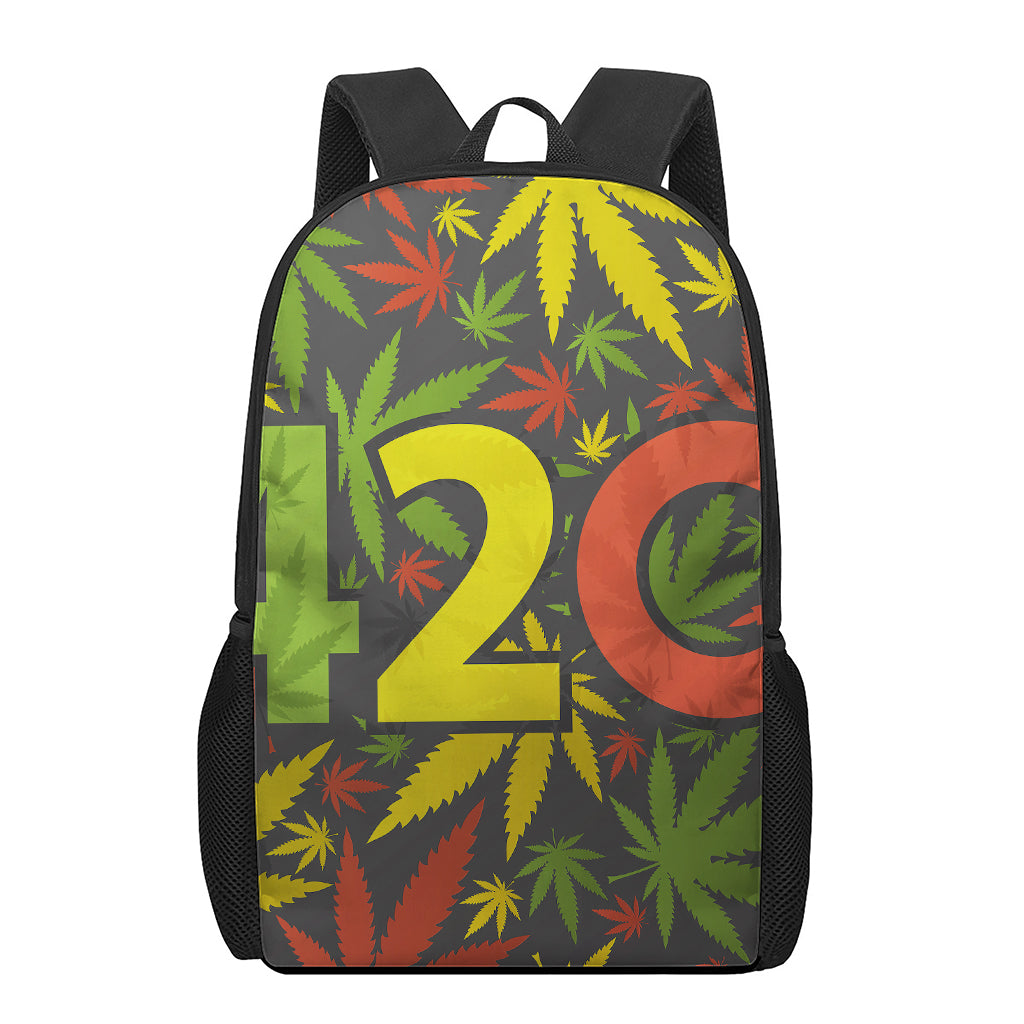 Rasta 420 Print 17 Inch Backpack