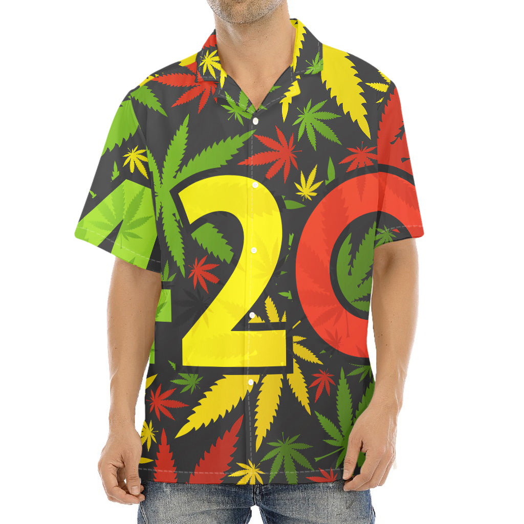 Rasta 420 Print Aloha Shirt