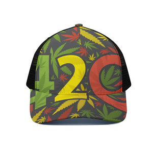 Rasta 420 Print Black Mesh Trucker Cap