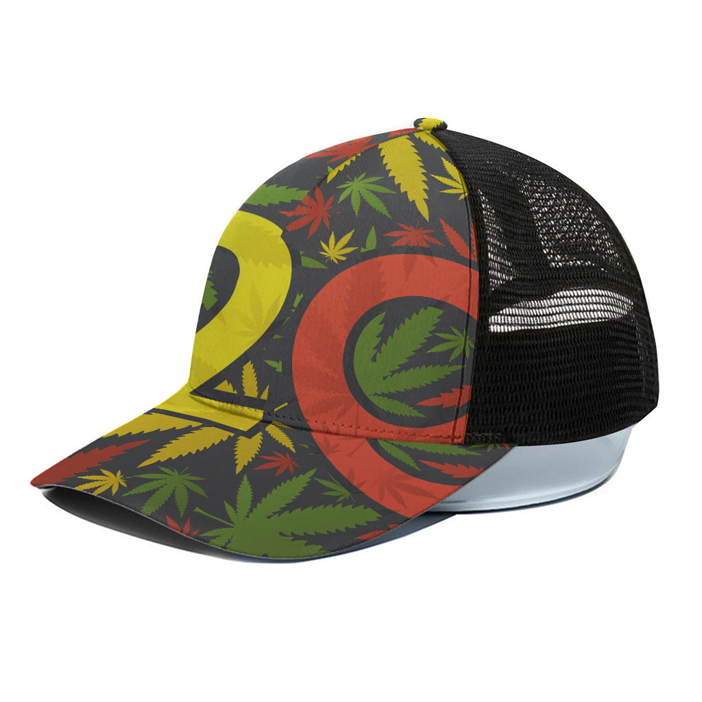 Rasta 420 Print Black Mesh Trucker Cap