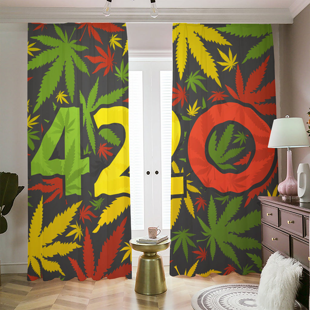 Rasta 420 Print Blackout Pencil Pleat Curtains