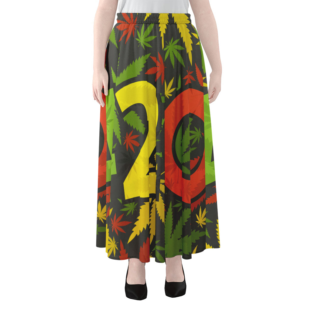 Rasta 420 Print Chiffon Maxi Skirt