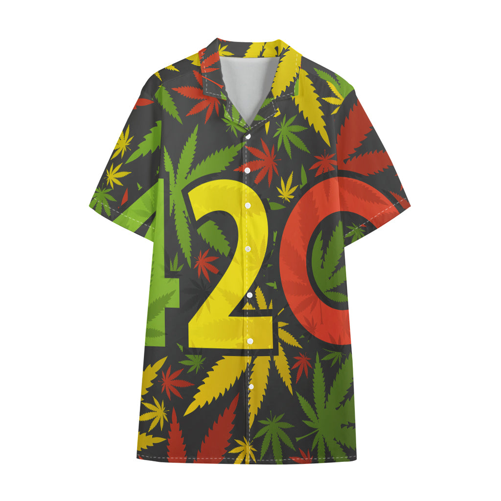 Rasta 420 Print Cotton Hawaiian Shirt