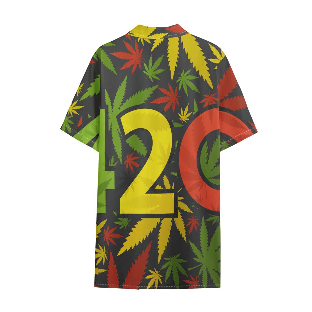 Rasta 420 Print Cotton Hawaiian Shirt