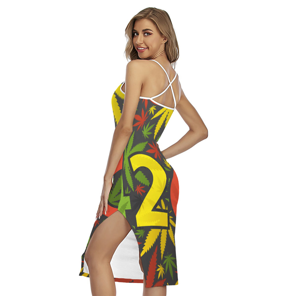 Rasta 420 Print Cross Back Cami Dress