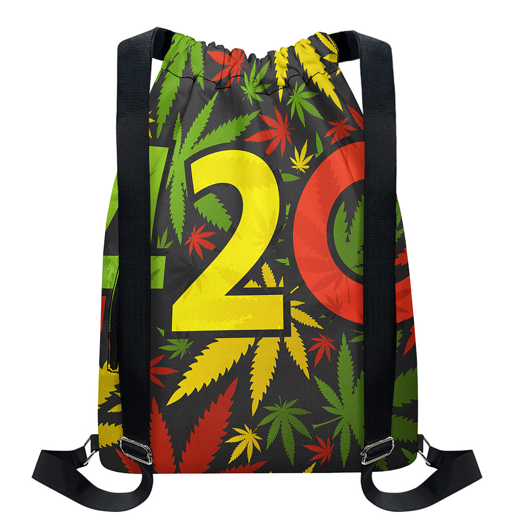 Rasta 420 Print Drawstring Backpack