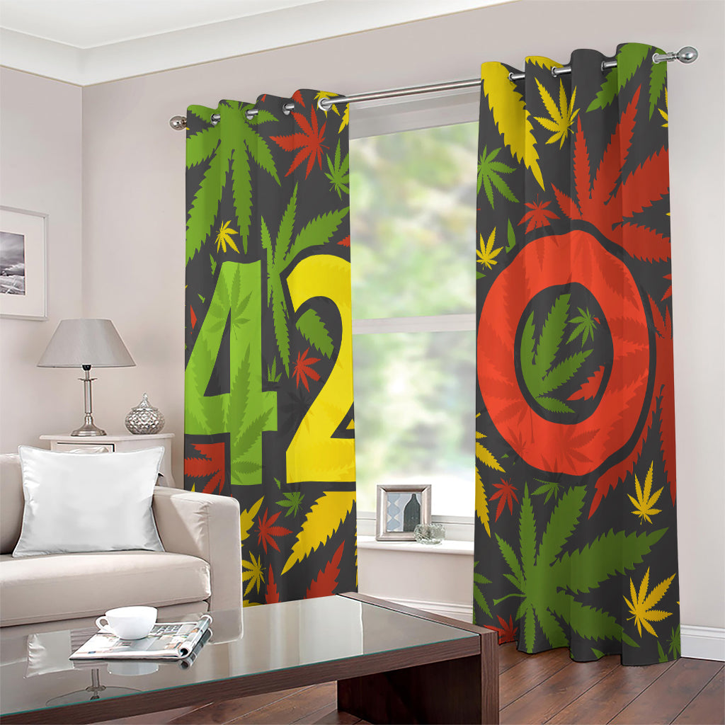 Rasta 420 Print Extra Wide Grommet Curtains