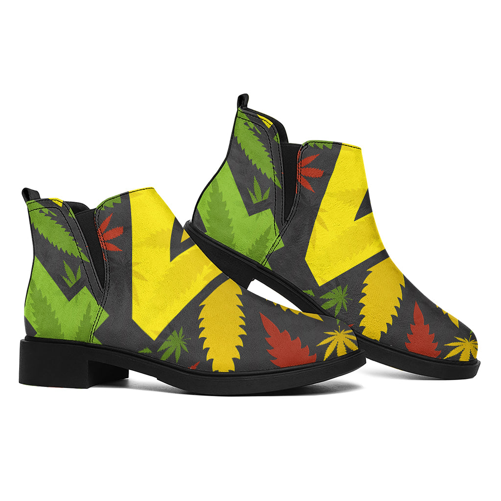 Rasta 420 Print Flat Ankle Boots