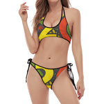 Rasta 420 Print Halter Scoop Tie Side Bikini