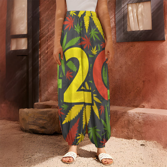 Rasta 420 Print Harem Pants