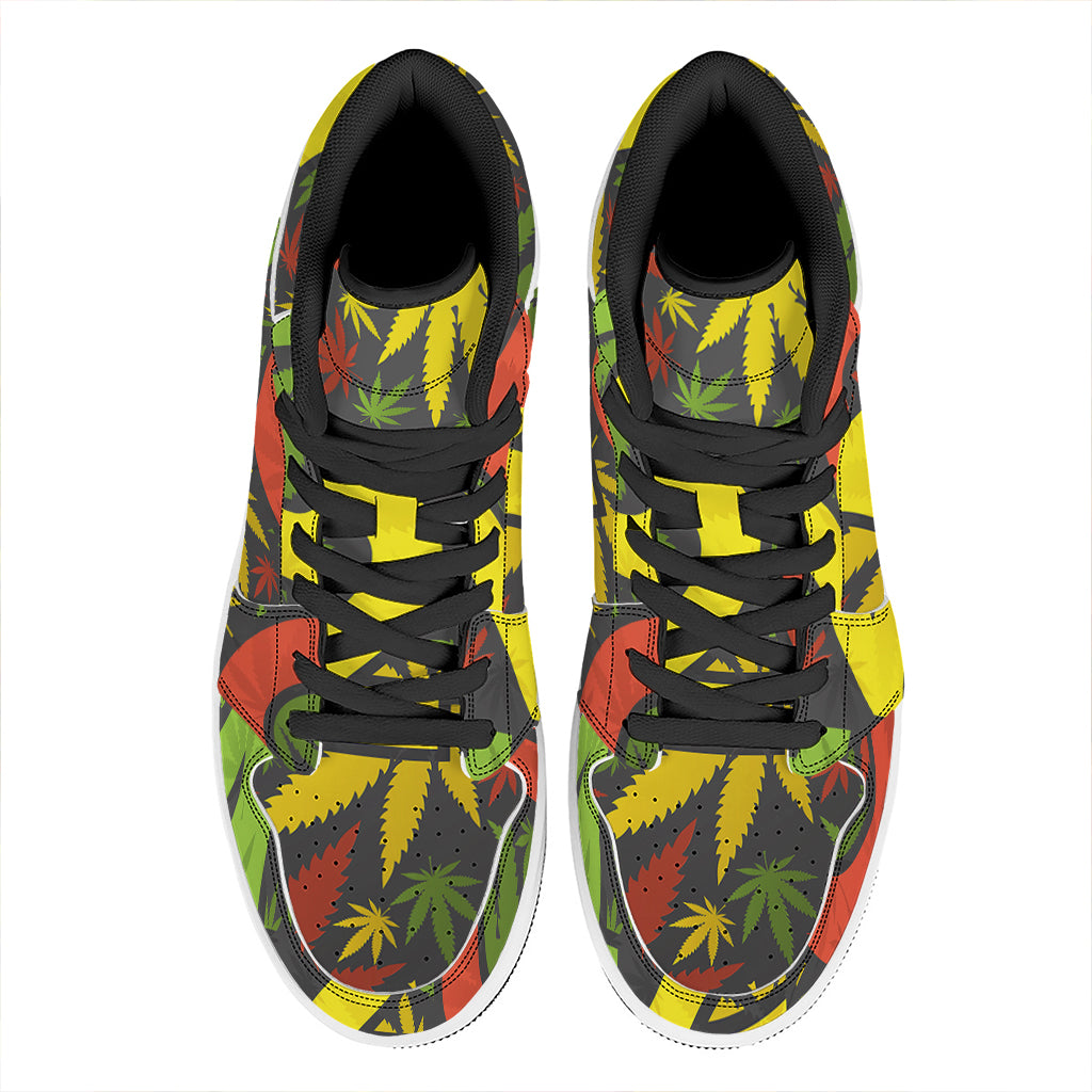 Rasta 420 Print High Top Leather Sneakers