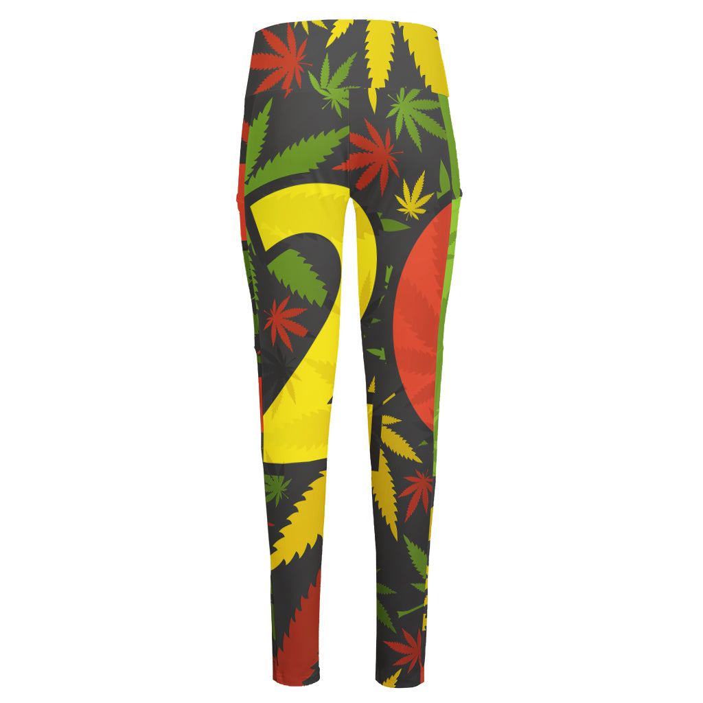 Rasta 420 Print High-Waisted Pocket Leggings