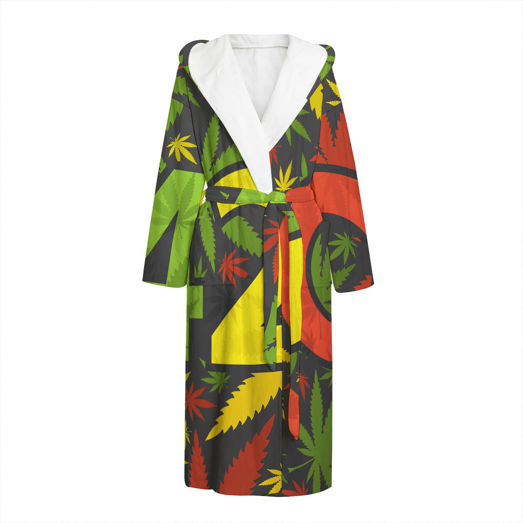 Rasta 420 Print Hooded Bathrobe