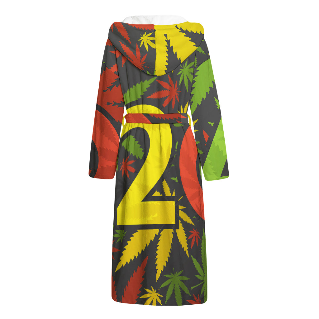 Rasta 420 Print Hooded Bathrobe