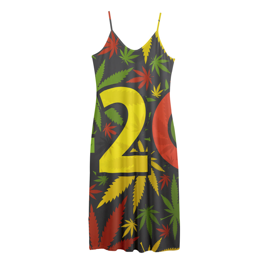 Rasta 420 Print Jersey Midi Cami Dress