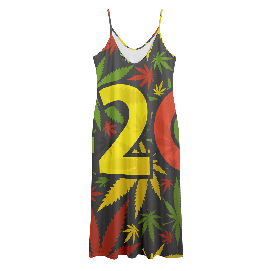 Rasta 420 Print Jersey Midi Cami Dress