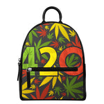Rasta 420 Print Leather Backpack