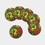 Rasta 420 Print Leather Coaster Set