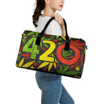 Rasta 420 Print Leather Duffle Bag