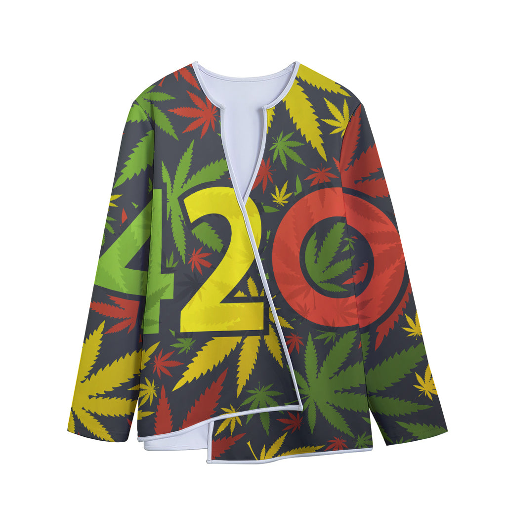 Rasta 420 Print Long Sleeve Short Coat