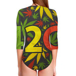 Rasta 420 Print Long Sleeve Swimsuit