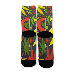 Rasta 420 Print Long Socks