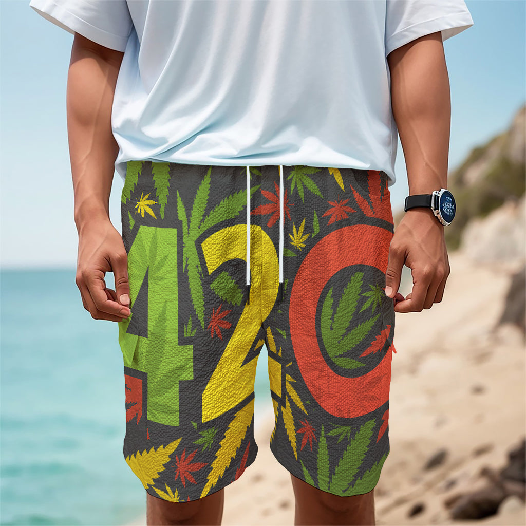 Rasta 420 Print Men's Cargo Shorts