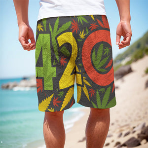 Rasta 420 Print Men's Cargo Shorts