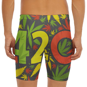 Rasta 420 Print Men's Long Boxer Briefs