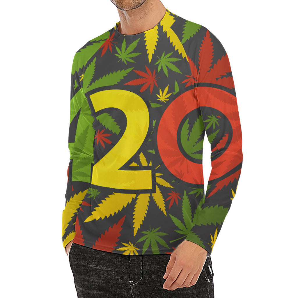 Rasta 420 Print Men's Long Sleeve Rash Guard