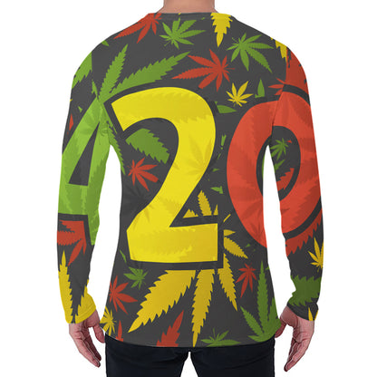 Rasta 420 Print Men's Long Sleeve T-Shirt