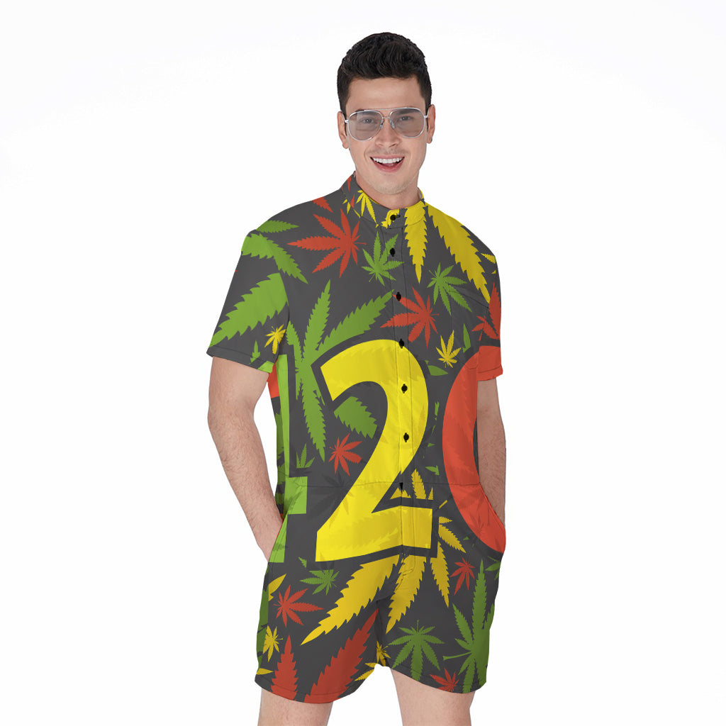 Rasta 420 Print Men's Rompers