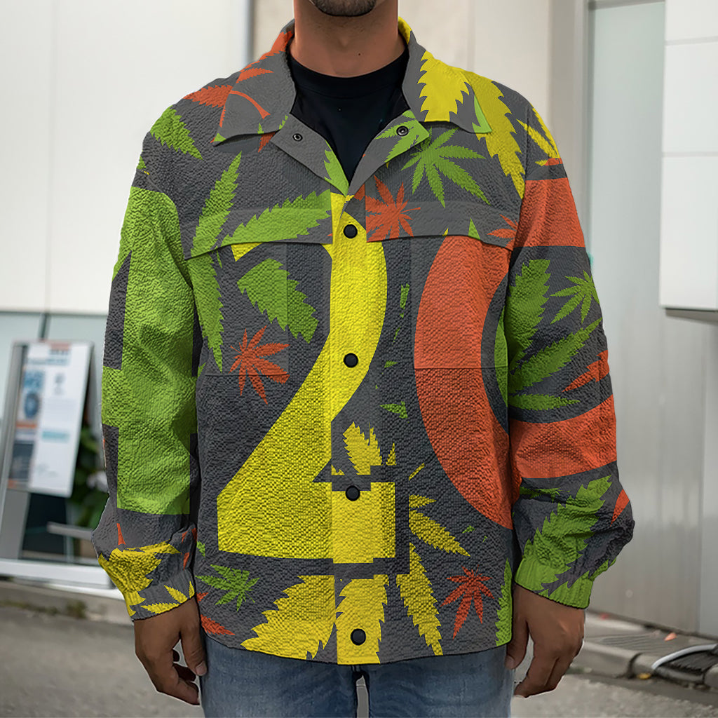 Rasta 420 Print Men's Shirt Jacket