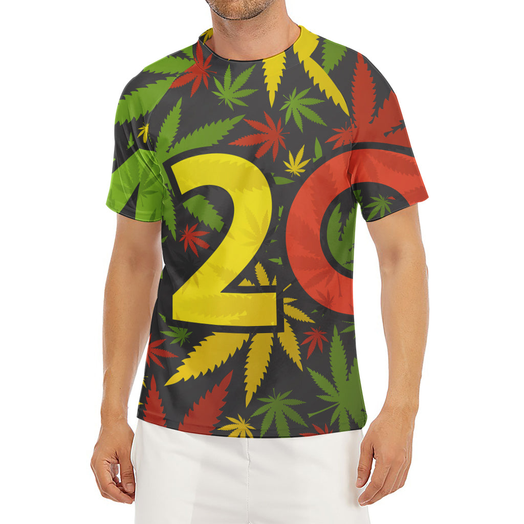 Rasta 420 Print Men's Short Sleeve Rash Guard