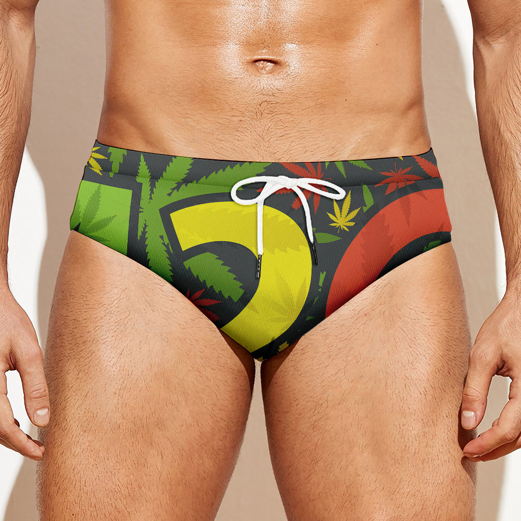 Rasta 420 Print Men's Swim Briefs