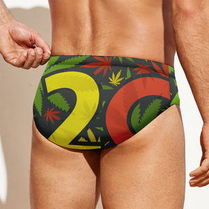 Rasta 420 Print Men's Swim Briefs