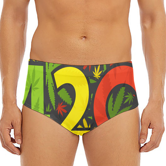 Rasta 420 Print Men's Triangle Swim Briefs