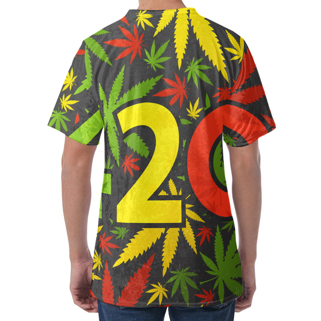 Rasta 420 Print Men's Velvet T-Shirt