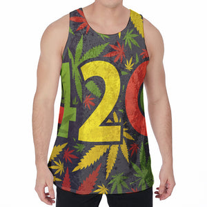 Rasta 420 Print Men's Velvet Tank Top