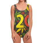 Rasta 420 Print One Piece Swimsuit