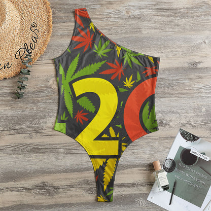 Rasta 420 Print One Shoulder Bodysuit