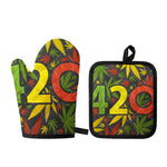 Rasta 420 Print Oven Mitt And Pot Holder Set
