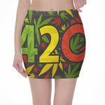 Rasta 420 Print Pencil Mini Skirt