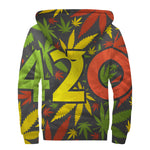 Rasta 420 Print Sherpa Lined Zip Up Hoodie
