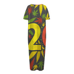 Rasta 420 Print Short Sleeve Long Nightdress