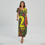 Rasta 420 Print Short Sleeve Maxi Dress