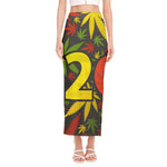 Rasta 420 Print Side Slit Maxi Skirt