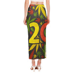 Rasta 420 Print Side Slit Maxi Skirt