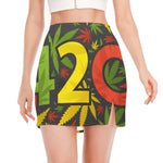 Rasta 420 Print Side Slit Mini Skirt